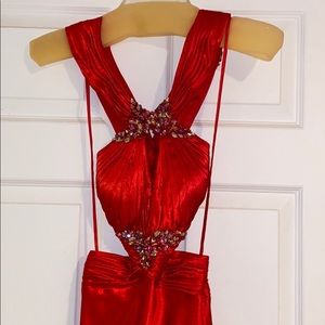 Prom dress with gems and many slits